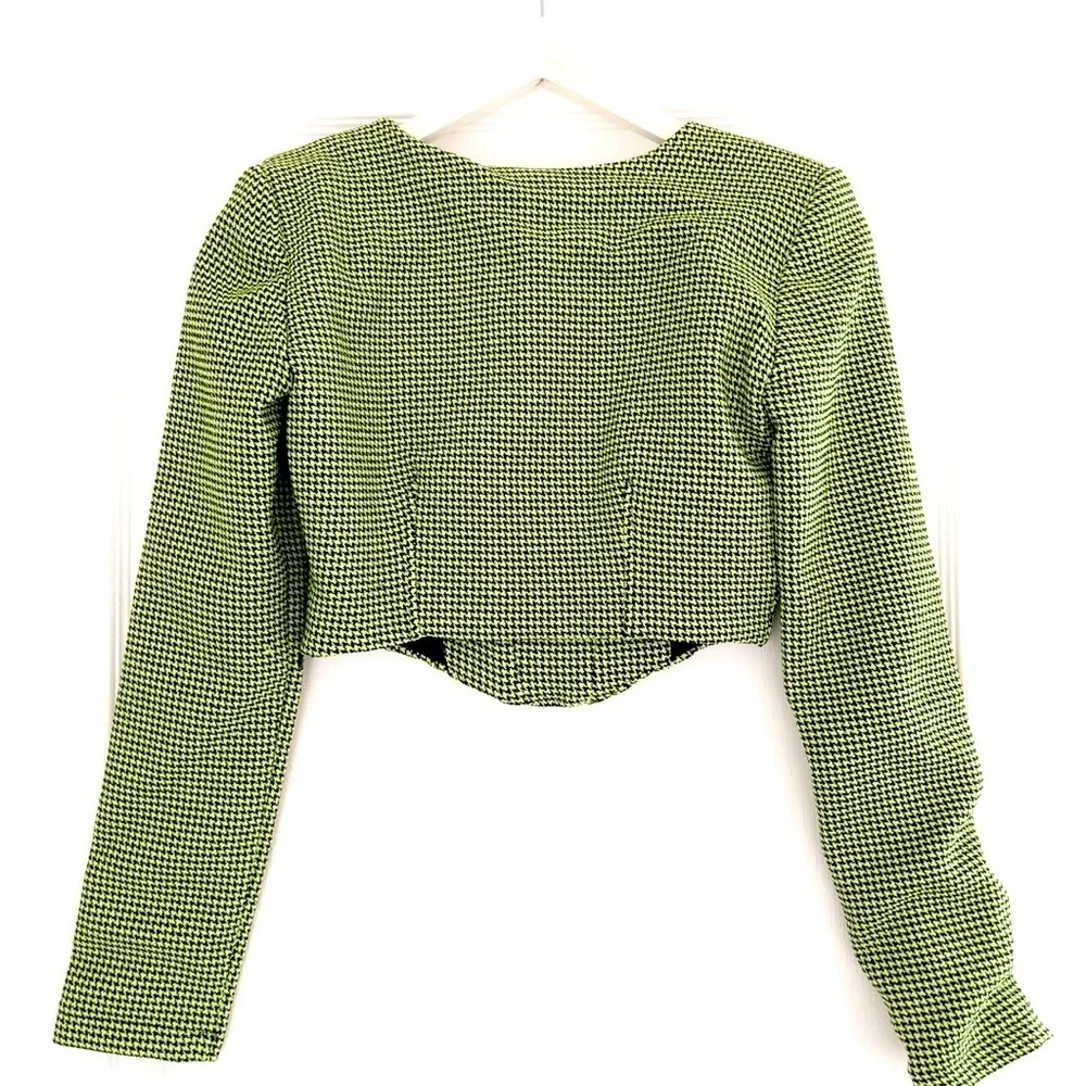 Rare Zara Cropped Green Size S plaid